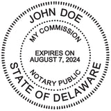 Round Notary Stamp for State of Delaware - Self Inking Stamp - Top Brand Unit with Bottom Locking Cover for Longer Lasting Stamp