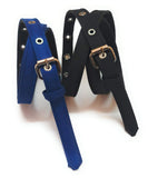 Generic WomenS Formal Denim Material Durable Black And Blue Color 2 Nerrow Belts Combo
