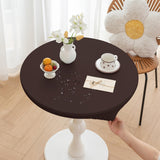Huierxun Round Fitted PU Tablecloth with High Elastic Edge 35 Inch Dia Waterproof Oil Proof Table Cloth Anti-Scald Stain-Resista