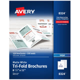 Avery Printable TriFold Brochures with Mailing Seals, 8.5 x 11, Matte White, 100 Blank Brochure Paper for Inkjet Printers (08