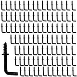 Auvotuis 100Pcs L Screw Hooks 1/2 Inch, Metal L Shaped Square Bend Hooks, Black Right Angle Hook for Hanging