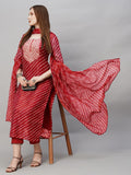 Gosriki Women'S Cotton Blend Straight Embroidered Kurta With Pant & Dupatta (Doremi-Red-Nw-Gs_L_Pink_Large),Red,,B0CQD2B4Q7