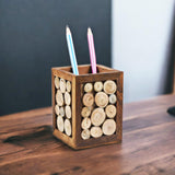 Cosy Tossy Wood Desk Pen Pencil Holder Stand Multi Purpose Use Pencil Cup Pot Desk Organizer