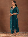 Libas Women'S Glass Tissue Kurta Set (49337 Teal 2Xl