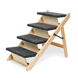 Mewang Wooden Dog Stairs/Steps - Foldable 4 Levels Pet Stairs & Ramp Perfect For Beds And Cars - Portable Dog/Cat Ladder Up To 110 Pounds -Like New