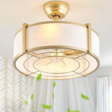 YMKSKJ 20 Gold Fandelier Ceiling Fans with Lights, Boho Rattan Ceiling Fan with Light Remote Control, Caged Mid-Century Modern w