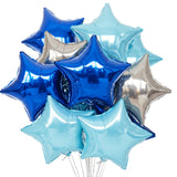 TONIFUL 15Pcs 18 Inch Large Blue Silver Star Shape Foil Balloons Big Stars Helium Mylar Ballons for Birthday Wedding Baby Shower