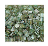Picasso Olive Green Tila Beads 7.2 Gram Miuki Square 5mm 2 Hole