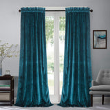 Roslynwood Velvet Curtain Panels Peacock Blue Room Darkening Window Super Soft Luxury Drapes for Bedroom Thermal Insulated Rod Pocket Curtain for Living Room/52Wx84L Peacock Blue 2 Panels-New