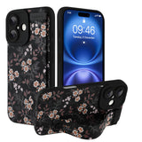 Ufbara Compatible with iPhone 16 Case for Women Men, Cute Flower Floral Pattern, Built in Adjustable Metal Wrist Strap Grip Hand