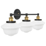 Linea di Liara Lavagna Farmhouse Matte Black Bathroom Light Fixtures Over Mirror Black and Gold 3-Light Bathroom Vanity Light Fi