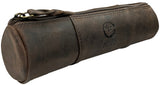 Leather Pencil Case - Full Grain Leather Zippered Pen Pouch - Stationery Bag Pen Holder for Work & Office, Walnut, M, Profession