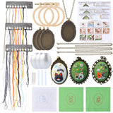 Sunnyclue Diy 3 Sets Embroidery Pendant Kit Embroidery Necklace Kits With Instructions Thread Needle Hoops Chains Cute Cat Theme