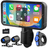 Weuaste Motorcycle Dash Cam, Portable Motorcycle Carplay/Android Auto, Motorbike GPS Navigation System, 6.25 IP67 Waterproof Tou