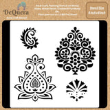 DeQuera Decorative Stencils for Fondant Indian Motif Stencils Paisley Stencil for Fabric Painting Indian Design Stencil for