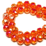 DIQIO 8mm Sparkle Faceted Round Crystal Beads (65-72pcs, Orange Red AB)
