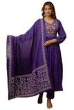 Anni Designer Women'S Rayon Viscose Embroidered Anarkali Kurta With Pant & Dupatta (Kanota Blue-Vks03_Xxl_Blue_Xx-Large),Blue,2XL