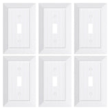 6-Pack Classic Beadboard Single Toggle Light Switch Cover Plate, Unbreakable Polycarbonate Decorative Switch Plate Covers, Pure