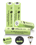 JiajaX Ni-MH Rechargeable AA Batteries, AA 600mAh 1.2V Solar Batteries for Garden Landscaping Outdoor Solar Lights, String Light