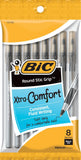BIC Round Stic Grip Xtra Comfort Ballpoint Pen, Medium Point (1.2mm), Black, 8Count