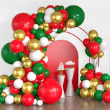 Lukiituke Christmas Balloon Garland Arch Kit, 134Pcs Red and Green Balloons, 4 Sizes Red Green Gold White Balloons for Christmas