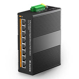 MokerLink 8 Port PoE Gigabit Industrial DIN-Rail Ethernet Switch, 96W PoE+ Power, 16Gbps Switching Capacity, IP40 Rated Unmanage