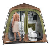 Portable Camping Shower Tent Deluxe Changing Room Easy Set Up Privacy Shelter,Large Toilet Tent 2 Rooms with Floor Drain Design