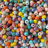 Lasenersm 150g (About 590 Pieces) Round Ceramic Loose Beads - Handmade Porcelain Spacer Beads for DIY Jewelry Making, Dia 6mm, C