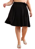 Plussclub WomenS Midi Skirts Flared Below Knee Length With Tie Knot Belt Both Sides Pockets Vibrant Colors And Plus Size Range
