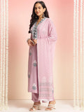 Anni Designer Women'S Rayon Viscose Printed Straight Kurta With Pant & Dupatta (Belagavi Purple-Vks05_Xxl_Purple_Xx-Large),Purple,2XL,Rayon,Regular,