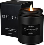Craft & Kin Premium Orange & Eucalyptus Candle | Black Spring Scented Candles for Home | Long Lasting with 45 Hour Burn Time, 7.