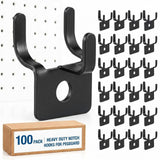 Tandefio Pegboard Hooks Metal Prong Hook Peg Board for Hanging Hangers for Wall Picture Jewelry Display Tool (Black,100 Pcs)