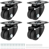 Finnhomy 1.5 Inch Caster Wheels Set of 4 Heavy Duty Low Profile Plate Swivel Casters Premium Solid Nylon Double Wheels 2,200 Lbs