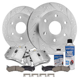 Detroit Axle - Front 8pc Brake Kit for Chevy Silverado GMC Sierra Savana Express Yukon XL 1500 Escalade ESV EXT, Drilled Slotted