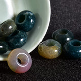 Natural Stone Beads Large Hole (5-6mm) Polished Rondelle European Gemstone Beads for Charm Bracelets Jewelry Making 8X14mm (Pack
