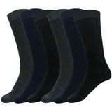 Arctic Wolf MenS Cotton Calf Length Ribbed Formal Socks, Black, Dark Grey & Navy, 6 Pairs, Free Size