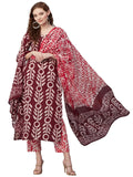 Anni Designer Women'S Cotton Blend Straight Printed Kurta With Pant & Dupatta (Nalika Magenta-Kbv_Xl_Magenta_X-Large),Magenta,XL