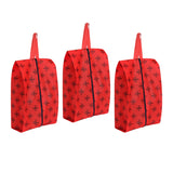 Prettykrafts Shoe Cover, Shoe Bag With Center Zipper Large (Set Of 3 Pcs) Red