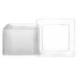 Oasis Creations Clear Square Plates Set 6.5 - 50 count - Premium Hard Clear Disposable Plastic - Disposable and Reusable - Salad