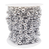 INSPIRELLE 99 Feet Silver Christmas Tree Beads Artificial Pearls Garland Chain Plastic Bead Roll for DIY Christmas Wedding Decor
