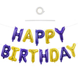 TONIFUL Happy Birthday Balloons with Ribbon Straw, 16 Inch Mylar Letters Birthday Sign Banner Bunting Reusable for Girls Boys Ki