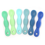 PrimaStella Little Dippers - First Stage Silicone Baby Spoon 6 Pack (Seaside Palette)