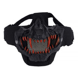 Yzpacc Airsoft Half Face Skull Masks Tactical Face with Face Protection Mesh Mask for Halloween Paintball CS Hunting