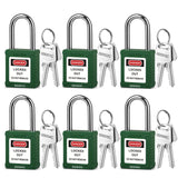 BOZZYS Lockout Tagout Locks 6-Pack|OSHA Green Loto Locks Keyed Different|2 Keys/Lock for Industrial Machinery & Electrical Panel