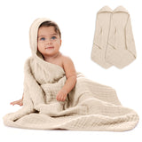 Comfy Cubs Hooded Baby Towel 2-Pack, Large 32 x 32 Inch - 6 Layer 100% Muslin Cotton for Babies, Toddlers and Kids - Soft & Abso
