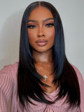Natural Black Lace Front Wigs Wear and Go Glueless Wig, Pre Plucked Pre Cut Wigs for Beginners Layered Straight Synthetic Lace F
