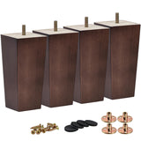 TCHOSUZ 10 Inch / 25 cm Wooden Furniture Legs, Set of 4 Solid Wood Mid-Century Modern Pyramid Replacement Feets with 5/16 inch B