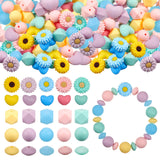 Suncalla 260 Pcs Silicone Beads Bulk Set 12/14/15/20 mm in 5 Colors, Round, Oval, Hexagon, Daisy Flower and Heart Rubber Beads f
