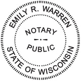 Round Notary Stamp for State of Wisconsin- Self Inking Stamp - Top Brand Unit with Bottom Locking Cover for Longer Lasting Stamp