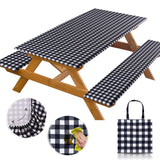 RNOONY 6ft Polyester Picnic Table Cover with Bench Covers Windproof & Waterproof Tablecloth, Perfect for Camping Gifts & RV Esse